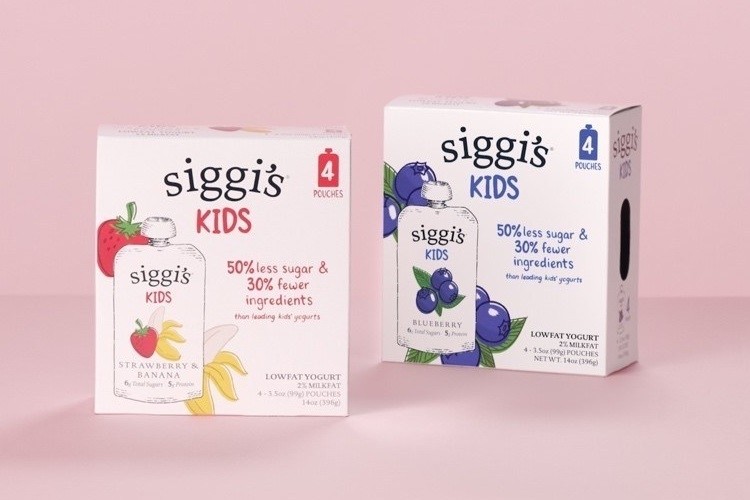 "We are thrilled to expand our kids line with the launch of pouches, so we can provide a new range of better-for-you options for parents to choose from." Pics: siggi's