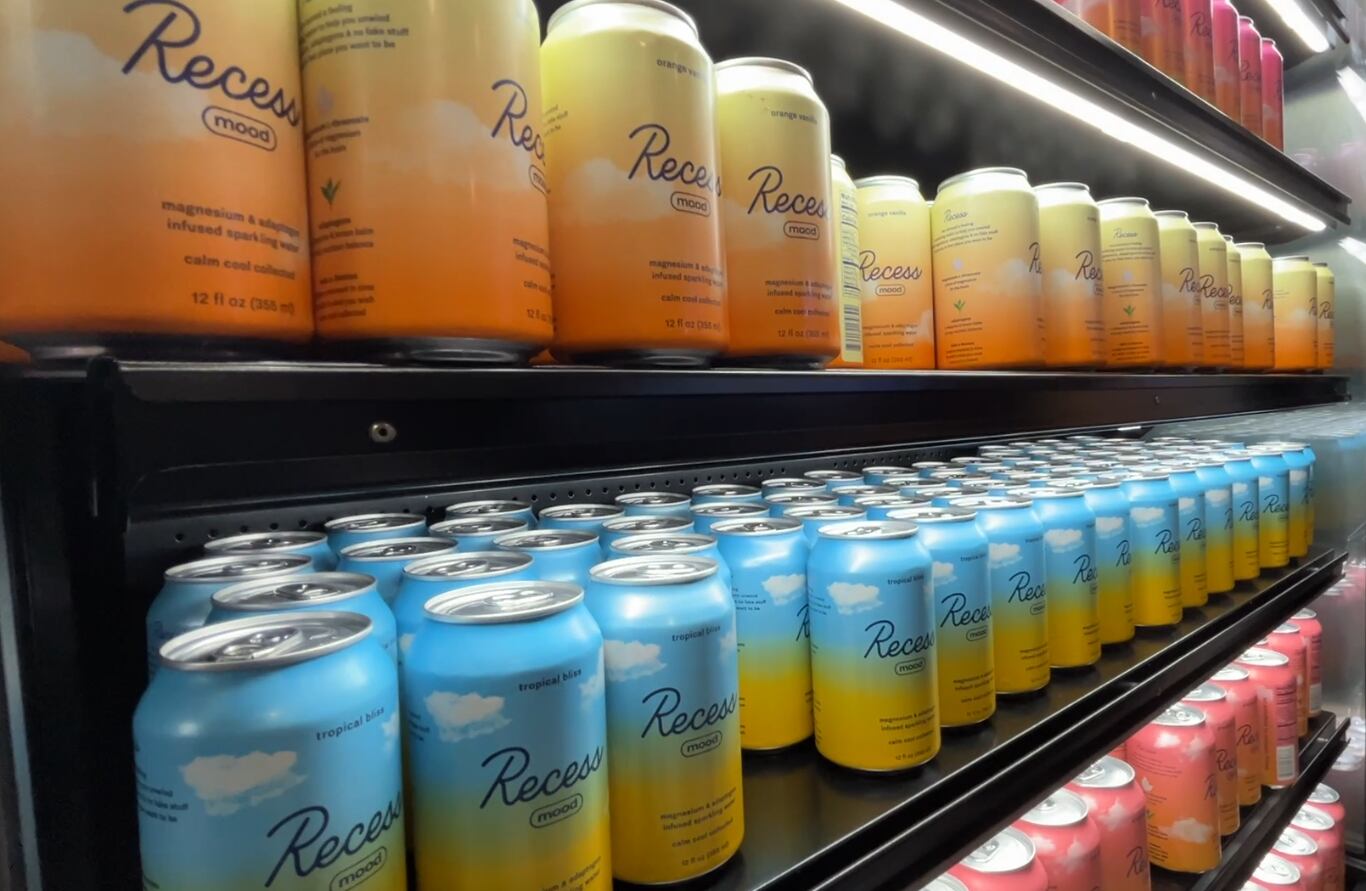 Recess Mood is a sparkling water infused with magnesium and adaptogens.