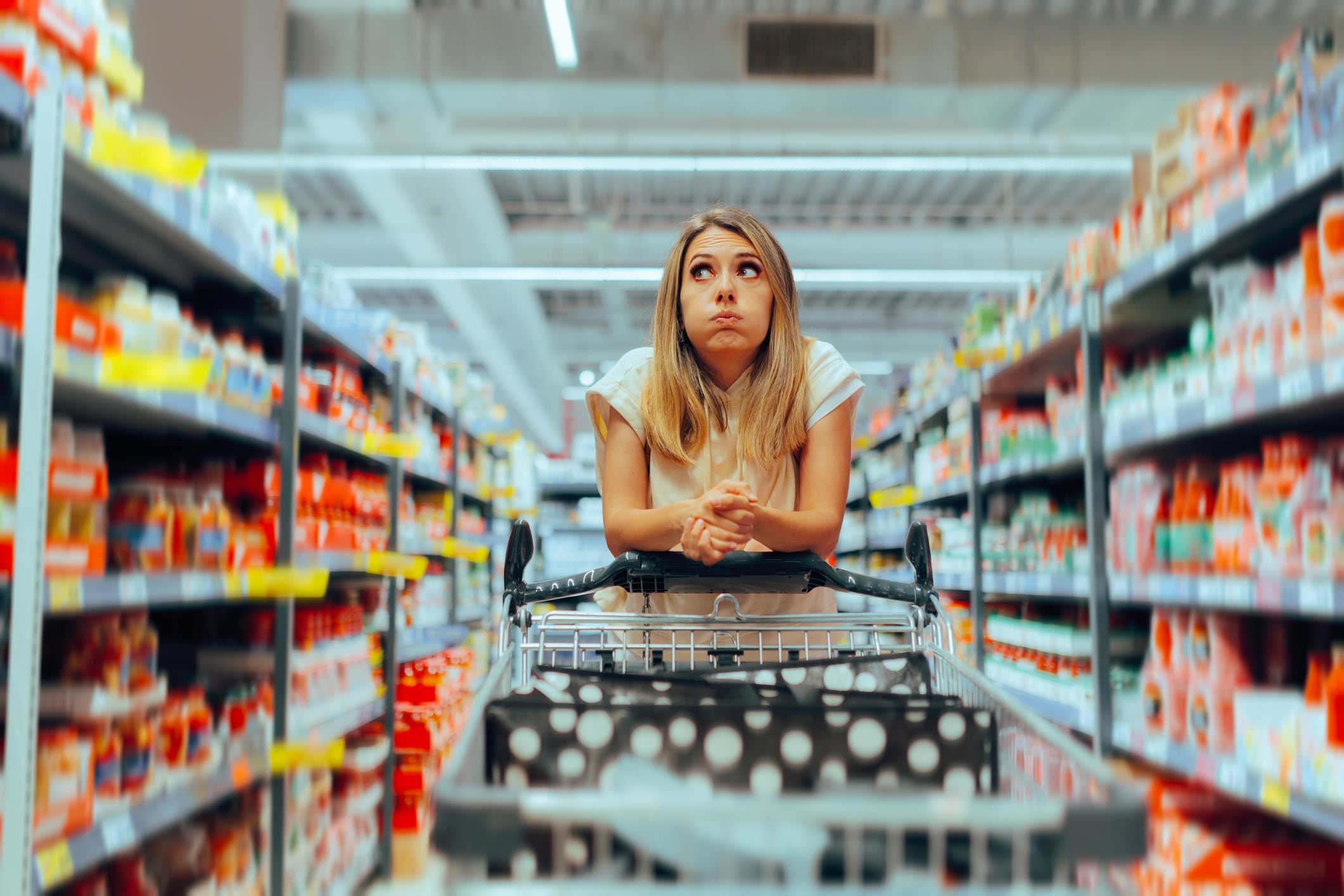 Buyer deciding about purchases in a big store