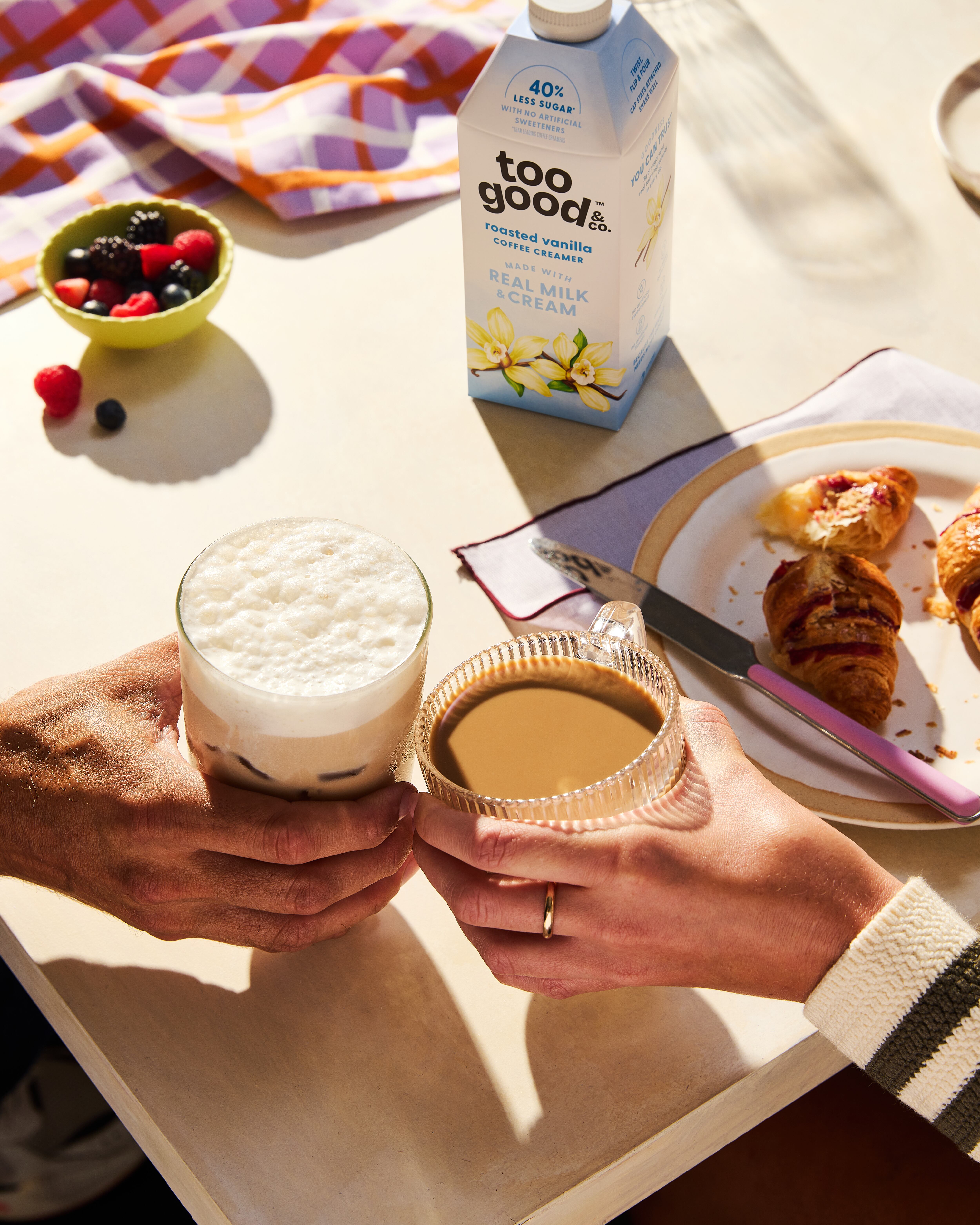 Too Good & Co.'s range is a direct competitor to Chobani's liquid coffee creamers in North America.