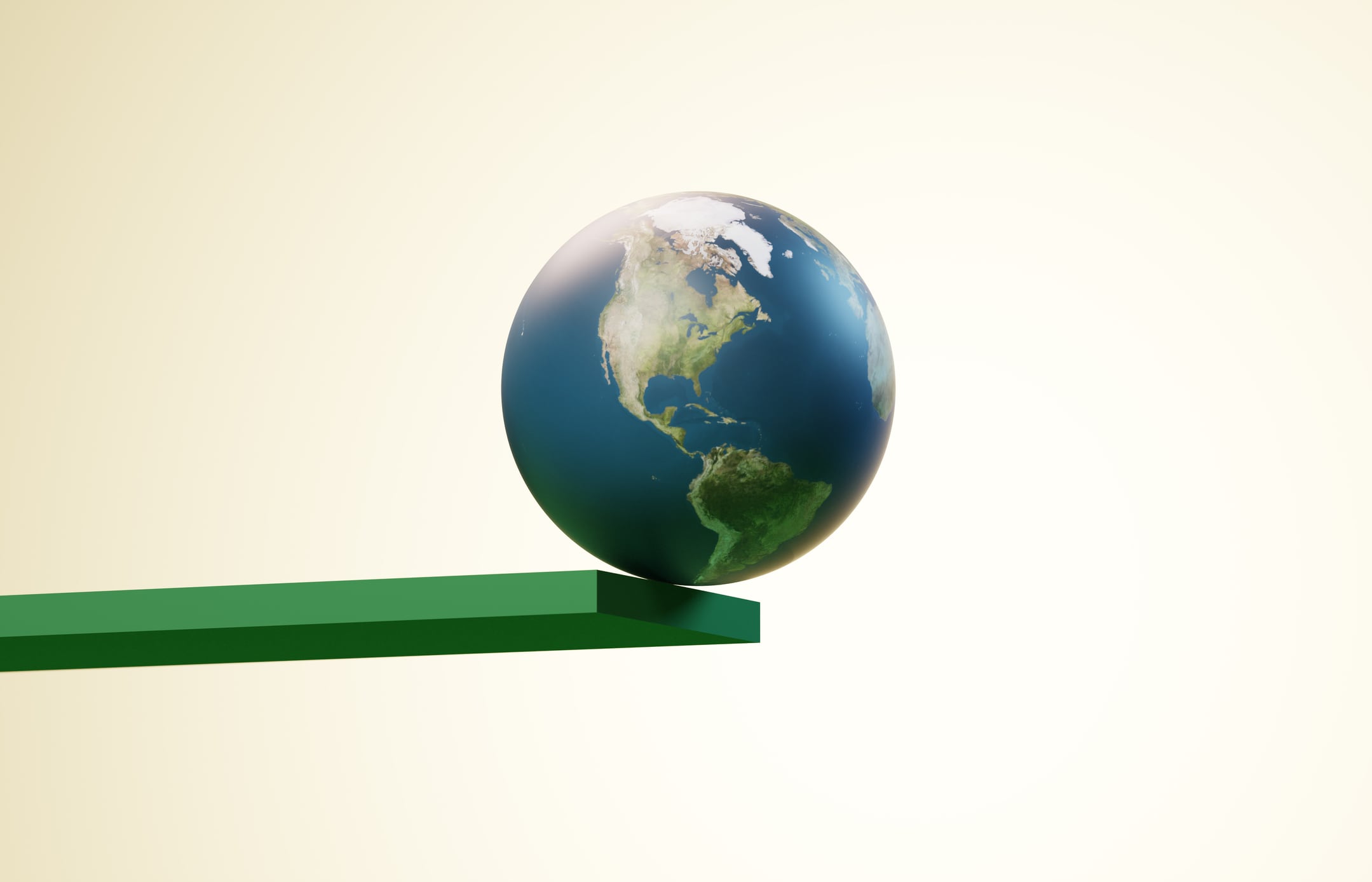 Conceptual image of the earth at the edge of a plank and about to fall over. Map source -https://planetpixelemporium.com/planets.html