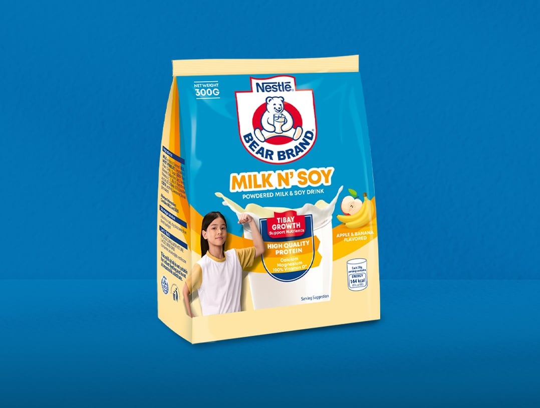 A pack of powdered milk from Nestle Bear Brand Milk N Soy
