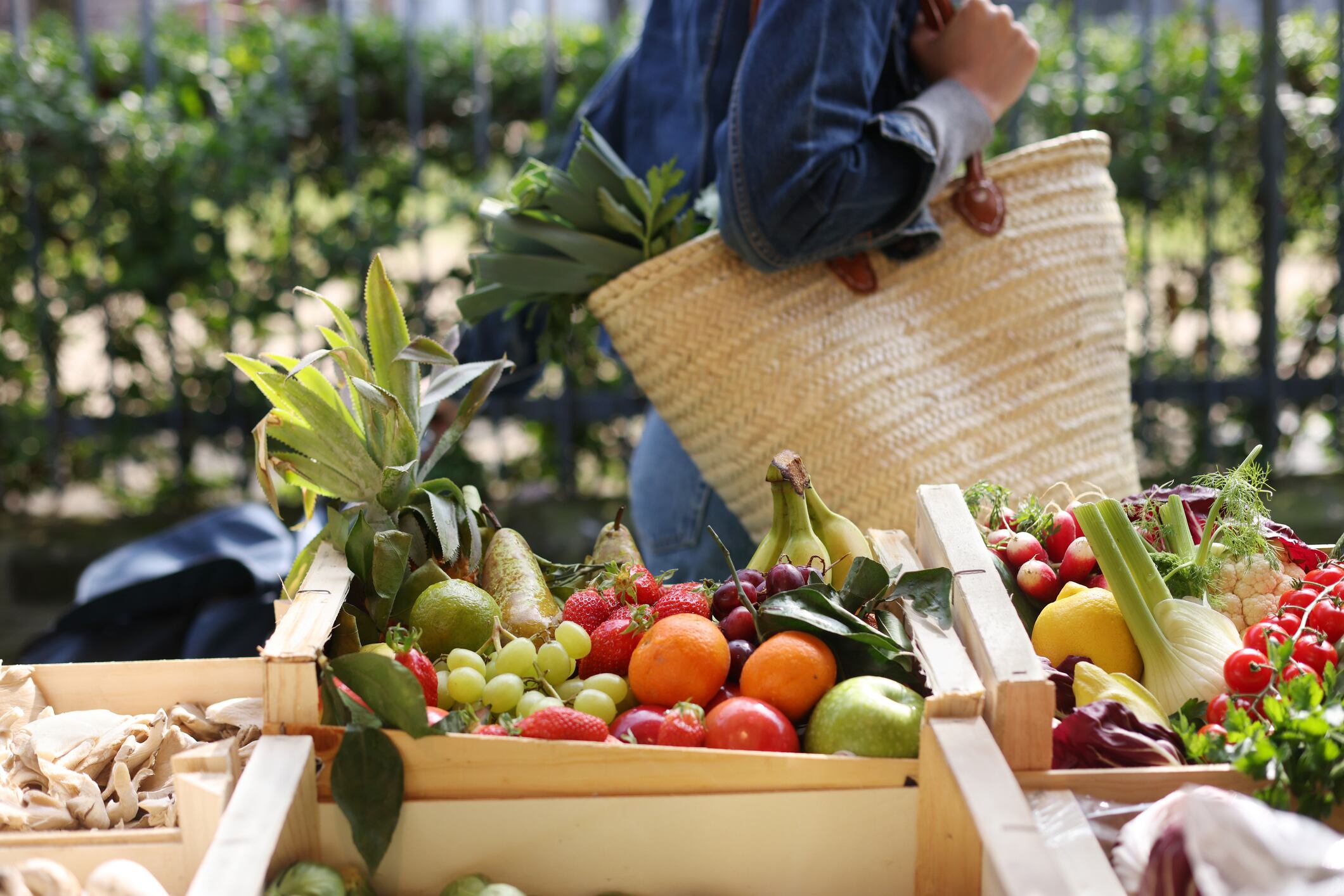 Fruits on a market gardener's stall