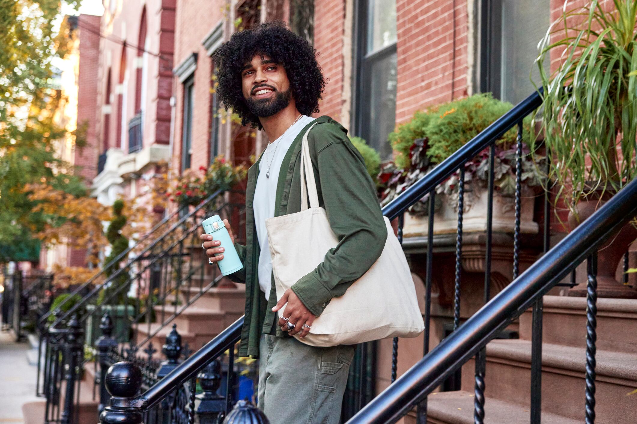 Man drinking healthy functional drink