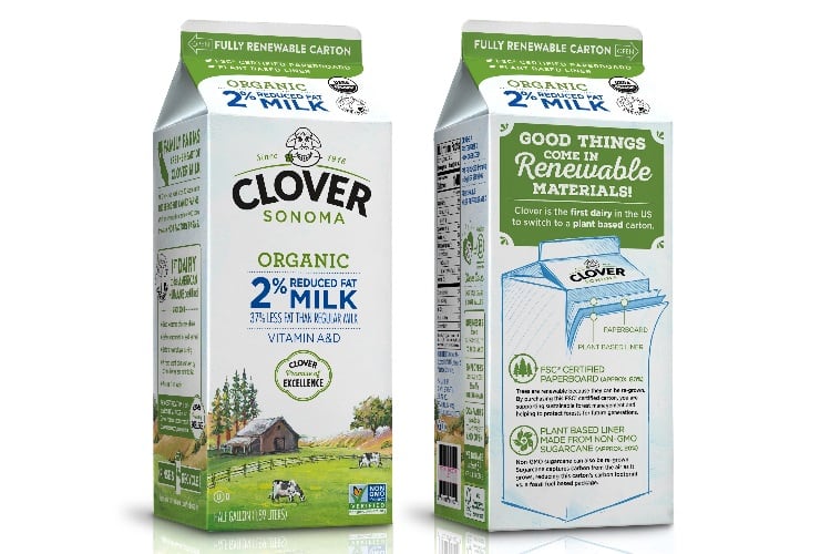 Clover Sonoma debuts fully renewable plant-based milk carton