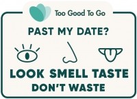 Look, Smell, Taste, Don't Waste label