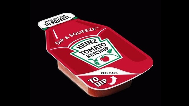 Heinz Dip and Squeeze packaging enables consumers to dunk or squeeze their ketchup as they see fit.