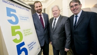 ICOS dairy committee chairman, Jerry Long, ICOS president Martin Keane and ICOS CEO Seamus O’Donohoe at the launch of the ICOS “5-5-5” proposal
