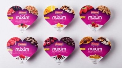 Ehrmann MIXIM Greek yogurt has been launched in heart-shaped tubs.