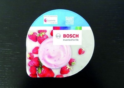 Bosch track & trace yogurt packaging. Picture: Bosch