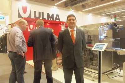 Josu Garcia in front of the new machine at IFFA 2013