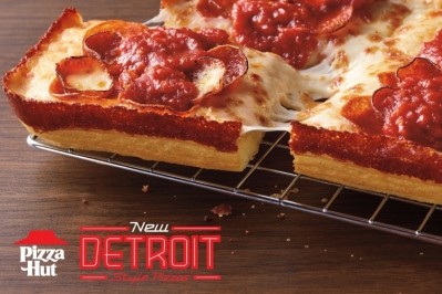 There are four Detroit-Style recipes: Double Cheesy, Double Pepperoni, Meaty Deluxe and Supremo.  Pic: Pizza Hut