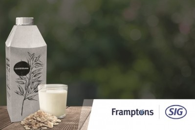 With the carton bottle combidome from SIG, contract packing solutions company Framptons will create a range of beverages including plant-based drinks, smoothies, juices and dairy drinks in early 2021. Pic: SIG