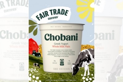 All of Chobani's 32oz, multi-serve containers of Greek yogurt will now be Fair Trade Certified.