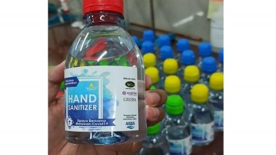 Danone Aqua factory in Indonesia has been making hand sanitiser bottles.  ©Danone Aqua 