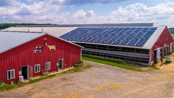 The Kibler Dairy Farm in Ohio has installed solar panels to save money and reduce carbon dioxide emissions. Pic:©DFA