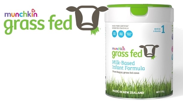 Munchkin Grass Fed infant formula is produced from milk fed only grass.
