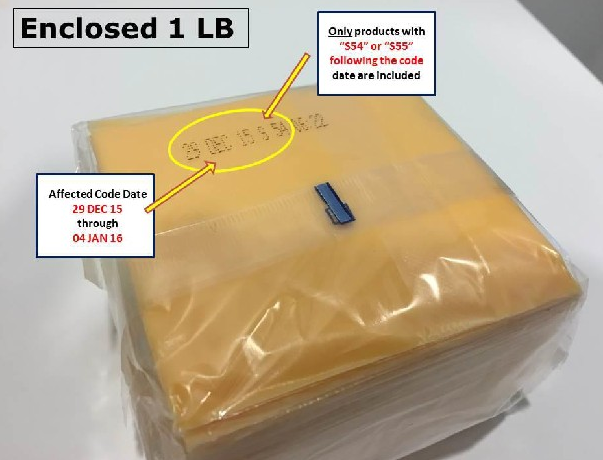 Affected Kraft cheese products