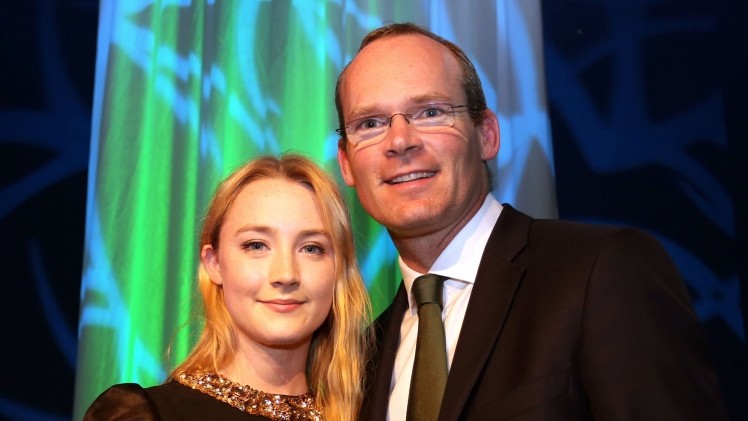 Actor Saoirse Ronan with Ireland's Minister for Agriculture, Simon Coveney