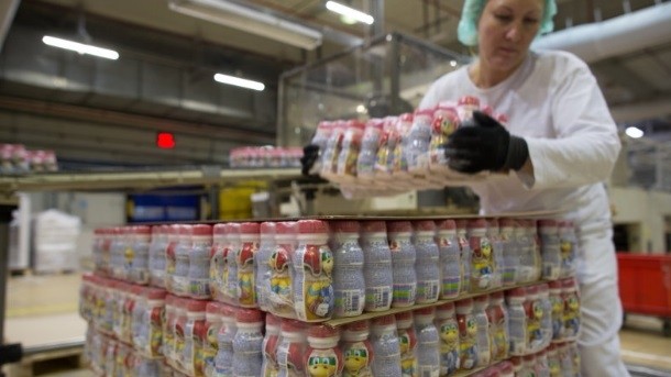 Danonino packs in the Danone Unimilk factory in Chekhov, Russia. Danonino is one of the products set for a relaunch this year. Photo: Danone/Thomas Haley