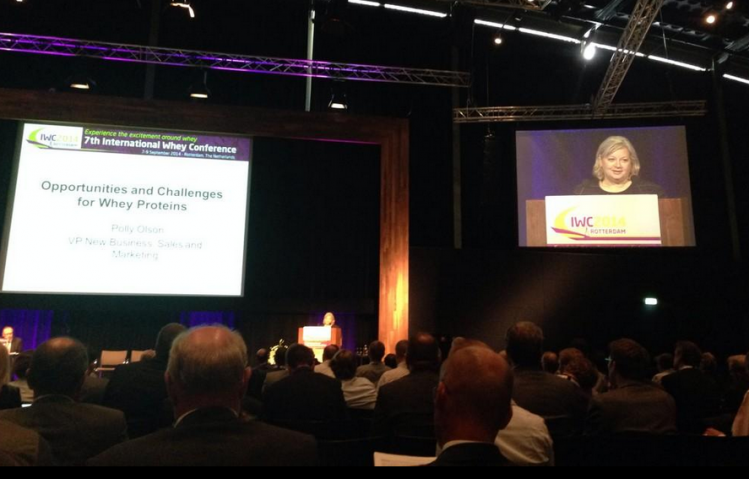 Davisco's Polly Olson presenting at the International Whey Conference in Rotterdam earlier this week.