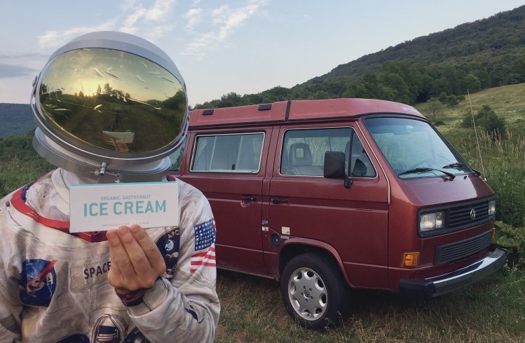 Robert Collignon gave up his job and took a 1987 Volkswagen van across the country to promote Gastronaut Ice Cream.