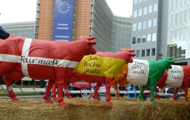Dairy Farmers from around Europe demonstrated in Brussels in September 2015. Photo: EMB