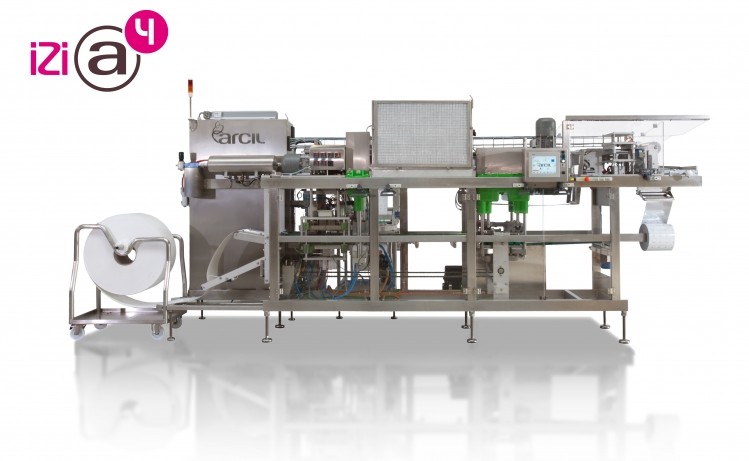 Arcil's new IziA4 form fill seal filler produces 14,400 cups/hour. 