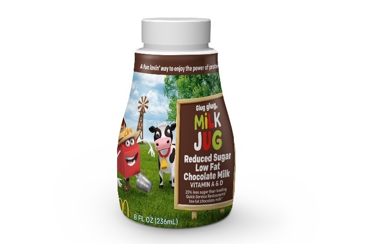 The new formula contains 25% less sugar than McDonald’s current chocolate milk.