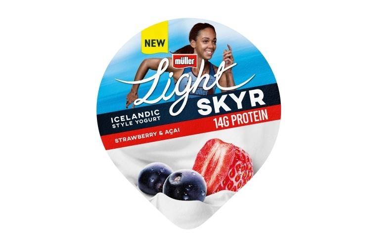 Müllerlight SKYR is available in two 150g variants: strawberry & acai and salted caramel flavor. Pic: Müller