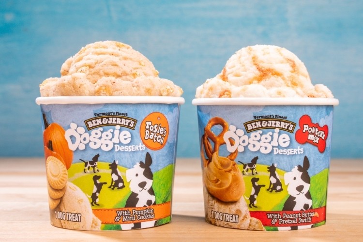 Doggie Desserts will be sold individually in 4-oz mini cups or in 4-count multipacks.  Pic: Ben & Jerry's