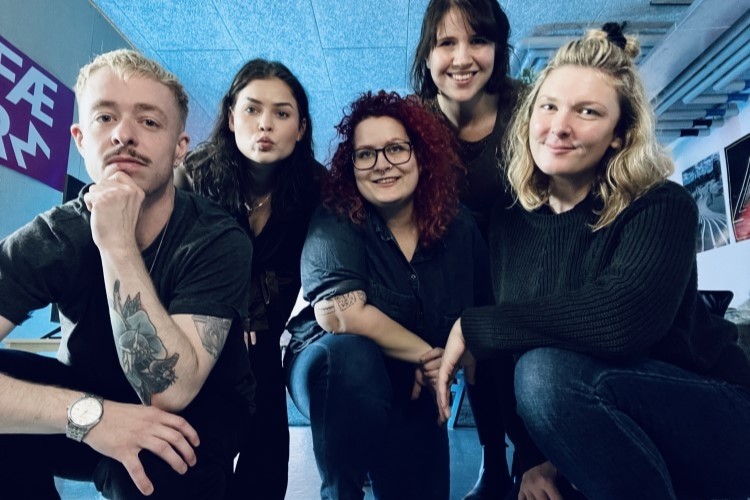 The FÆRM team, from left: Mikkel Dupont, COO and co-founder; Andrea Donau, CEO and co-founder; Astrid Bonke, head of product development; Martina Weibull, head of research, and Sanne Tavares, lab assistant / Image via FÆRM