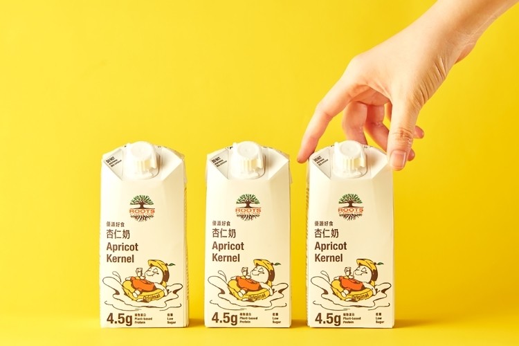 ROOTS of Quality Foods, a start-up company from Taiwan, has launched its first plant-based drink – a new beverage made from apricot kernels from Asian apricot trees. Pic: ROOTS/SIG