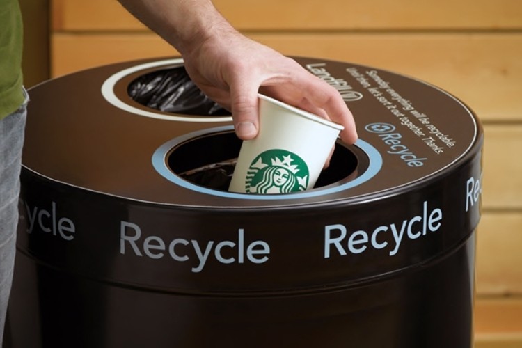 Starbucks has formalized its 2030 environmental goals to cut its carbon, water, and waste footprints by half. Pic: Starbucks