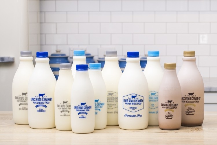 Lewis Road’s 750ml and 1.5 liter white and flavored milk bottles will start to transition to rPET bottles in August.