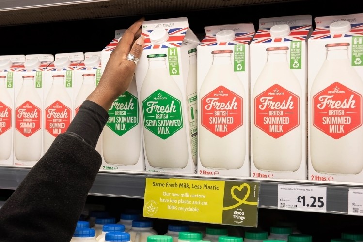 Nine types of Morrisons fresh milk will be now sold in Tetra Pak cartons to save an initial 100 tonnes of plastic a year.  Pic: Morrisons