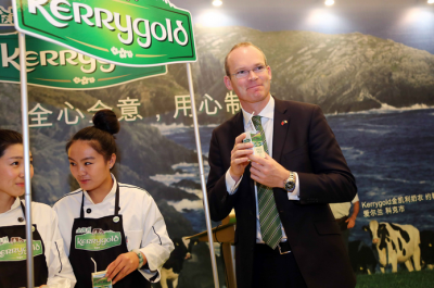 Irish Minister of Agriculture, Food, and the Marine, Simon Coveney, unveiling the product in Beijing.