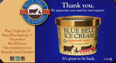 Blue Bell Ice Cream market re-entry 