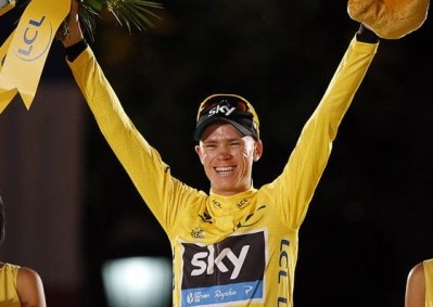 Team Sky's Chris Froome celebrating his 2013 Tour de France victory.