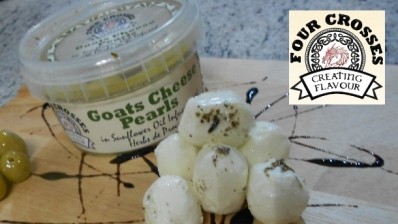 Four Crosses Goat Cheese, a brand from GRH Foods, is available as a rindless log and also in pearls.