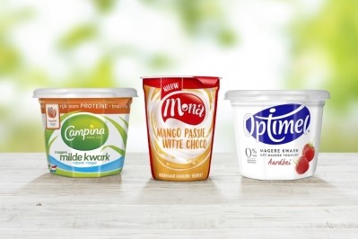 Current products adopting the new innovation are yogurt and soft curd cups from the brands Campina, Optimel and Mona. Pic: FrieslandCampina