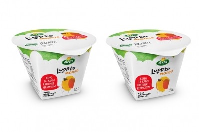 Arla is using the Walki Lid in Finland for its Luonto+ 175g yogurt pots, and in Sweden for cottage cheese and crème fraîche. Pic: Arla