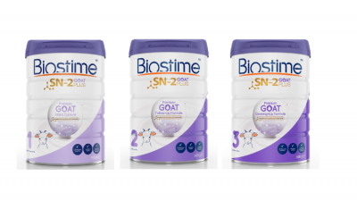 Biostime's range of goat milk formula for infants and toddlers.