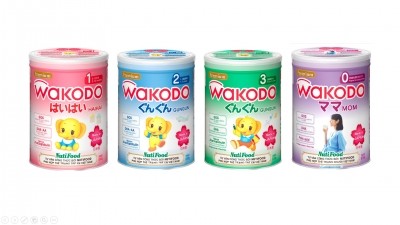The products feature four types of milk formula under Asahi's brand of infant and maternal nutrition, Wakodo.