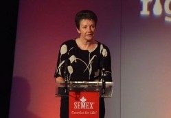 First Milk CEO Kate Allum speaking at the Semex Dairy Conference in Glasgow.