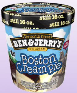 Ben & Jerry's Boston Cream Pie. Not to be confused with Boston Cream Thigh.
