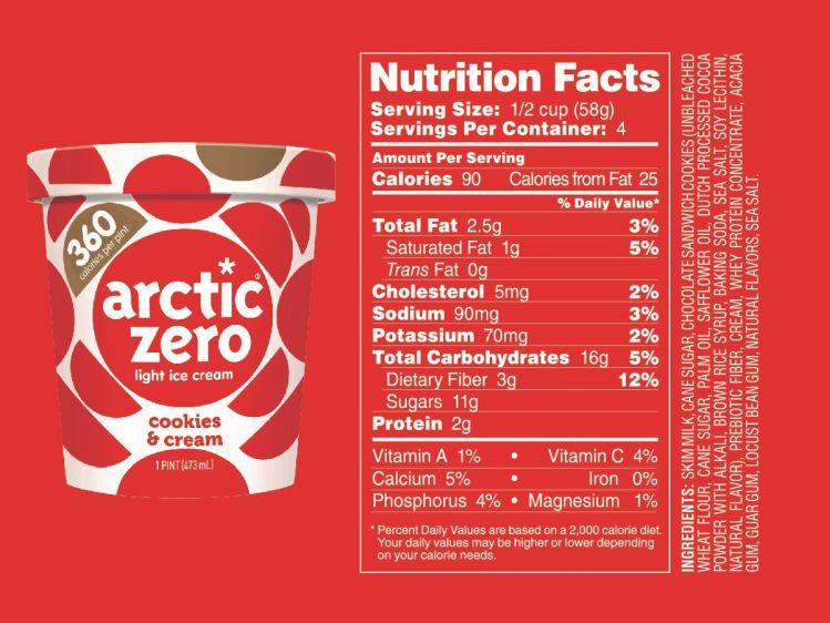 Arctic Zero Cookies  Cream Nutrition_Ingredients